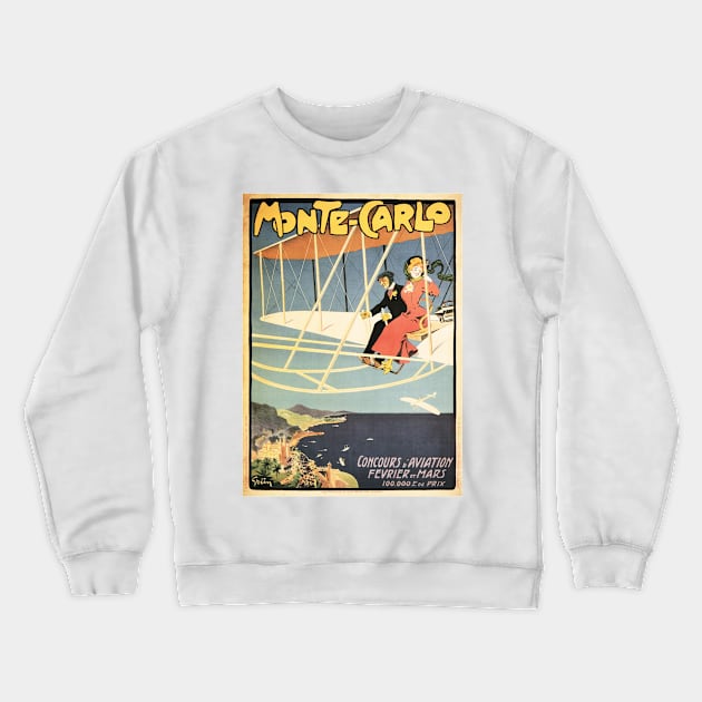 MONTE CARLO Monaco Aviation Competition Exposition Vintage Travel Crewneck Sweatshirt by vintageposters